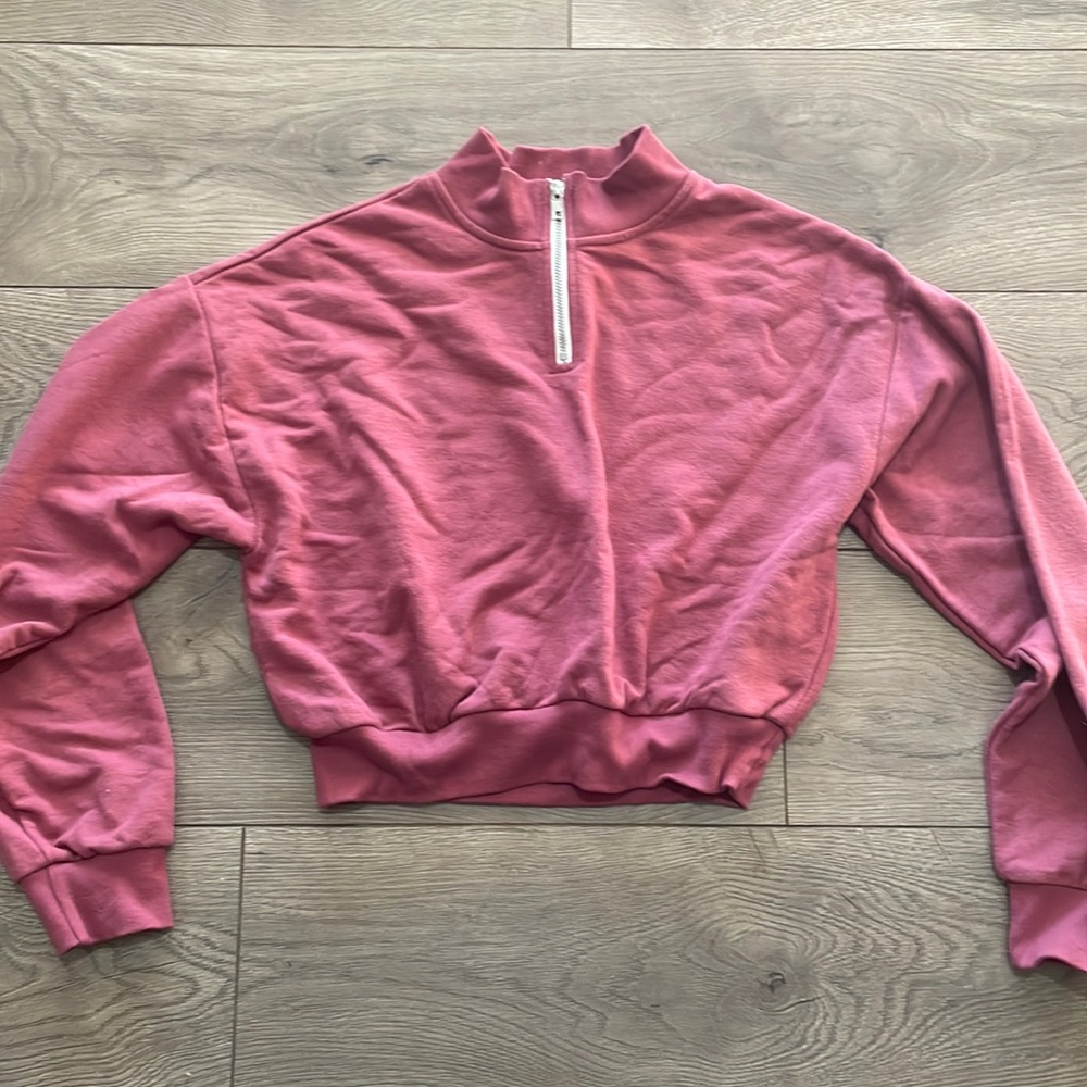 Half zip crop sweatshirt